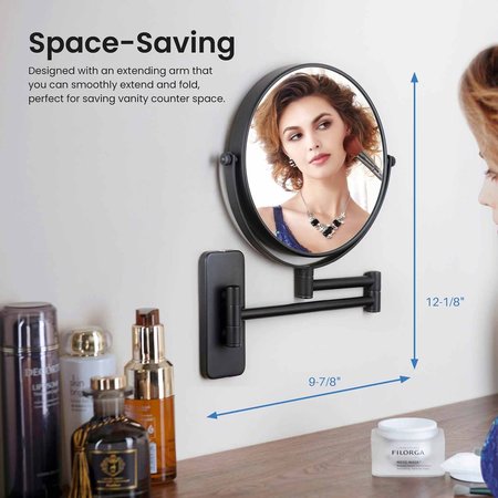 Kibi Wall Mount Magnifying Make Up Mirror - Matte Black KMM100MB